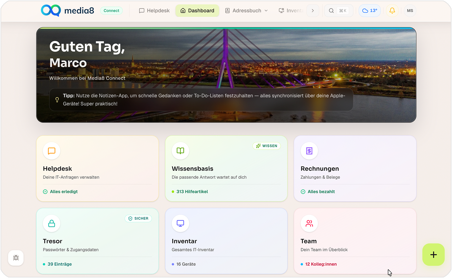 Media8 Connect Dashboard